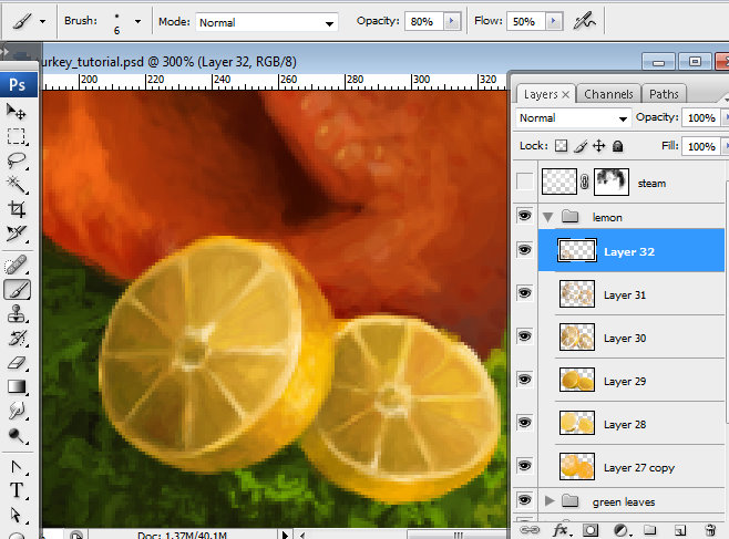 Awesome digital Roasted Thanksgiving turkey illustration in Photoshop
